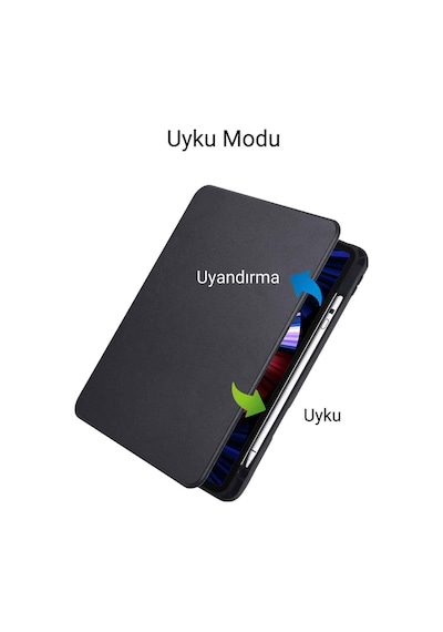Apple Uyumlu iPad 11 İnç Pro M2 3/4 Nesil 360 Dönebilen Yatay Dikey Stand Özellikli Pino Tablet Kılıfı Kapaklı Kılıf