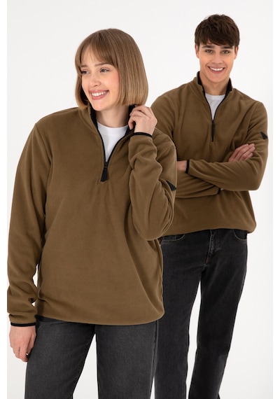 U.S. Polo Assn. Erkek Yarım Fermuarlı Haki Basic Polar Sweatshirt 50298085-VR027 U.S. Polo Assn. Erkek Yarım Fermuarlı Haki Basic Polar Sweatshirt 50298085-VR027