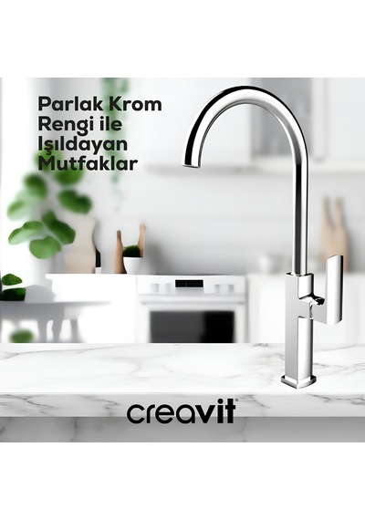 Creavit Slope Lavabo Banyo Eviye Bataryası 3'lü Set SP1500-SP2500-SP8502 Krom