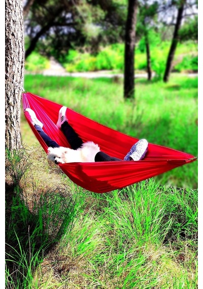 Bundera Kamp Hamağı Piknik Hamağı Bahçe Balkon Outdoor Kamp Salıncak Hamak Kırmızı Çok Renkli