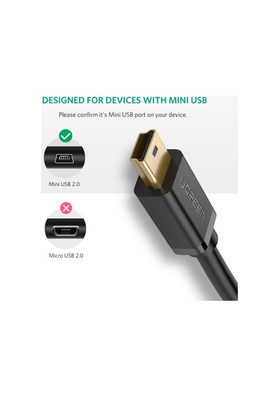 2.0 A Usb-a & Mini-usb, Şarj Ve Data Kablosu, 1.5 Metre, Siyah