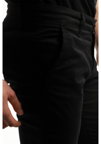 Tom Free Store Erkek Likralı Esnek Yumuşak Dokulu Pamuklu Chino Pantolon Siyah