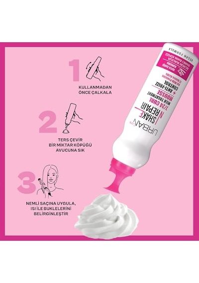 Shake N Repair 7/24 Kabaran Ve Bukleli Saçlara Özel Saç Bakım Köpüğü, 150 Mililitre, Vegan