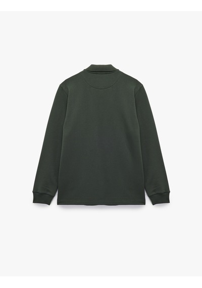 Koton Şardonlu Yaka Uzun Kollu Regular Fit Fermuarlı Sweatshirt Yeşil 7wam70007mk