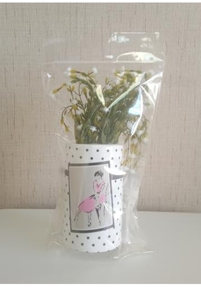 Tr Vazo Dahil,vazo Dahil,vazoda Çiçek,beyaz Yapay Çiçek,vazo Dekoratif Pembe Elbiseli Kadın 7x7x16cm Diğer