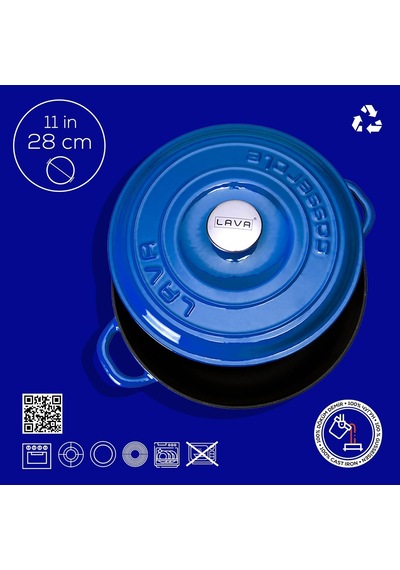 Döküm Yuvarlak Çok Amaçlı Yayvan Tencere New Heritage Serisi Çap Ø 28cm. Mavi Belirtilmemiş