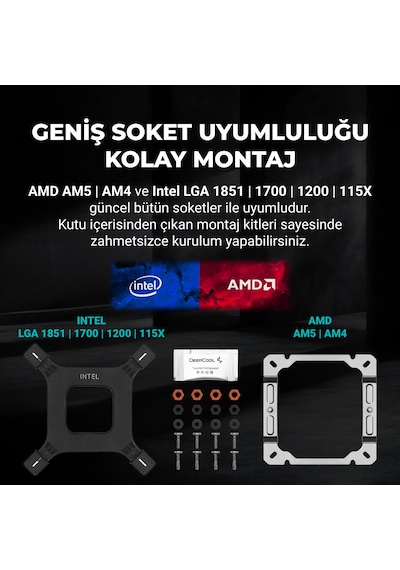 Deepcool Ag400 V5 Argb Black İşlemci Soğutucu, Amd Ve Intel Uyumlu, 120mm Kule Tipi Hava Soğutma, 12 Cm Hava Soğutucu, Tdp 220w, Siyah Siyah - Argb