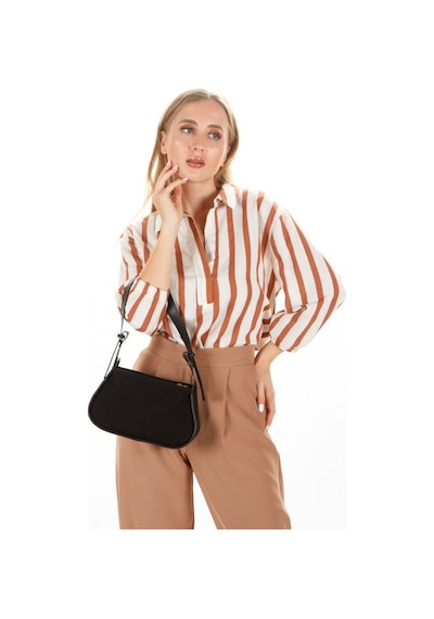 Newish Polo Kadın Siyah Tiger Süet Baget Omuz Çantası New270 Siyah