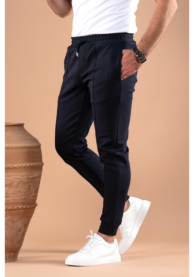Slimfit Dar Paça Beli Lastikli İplikli Likralı Jogger Pantolon 001