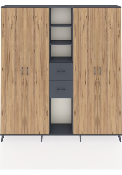 Arges Dolap 15 Raflı 2 Çekmeceli 4 Kapaklı 220x30x243 Antrasit-çam/antrasit Atlas Çam/antrasıt Arges Dolap 15 Raflı 2 Çekmeceli 4 Kapaklı 220x30x243 Antrasit-çam/antrasit Atlas Çam/antrasıt