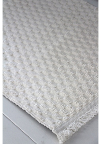 Kaymaz Taban Yumuşak Yüzey Saçaklı Paspas 60 X 90 Ebat Beyaz