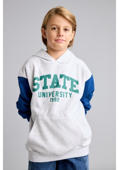 Defacto Overshırt Fıt Kapüşonlu İçi Yumuşak Tüylü Kalın Sweatshirt Erkek Çocuk I3178a826wngr400 Gri-gr400
