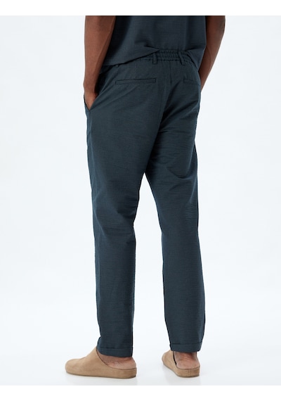 Koton Chino Pantolon Cep Detaylı Beli Bağcıklı Pamuklu Lacivert 5wam40043hw Lacivert