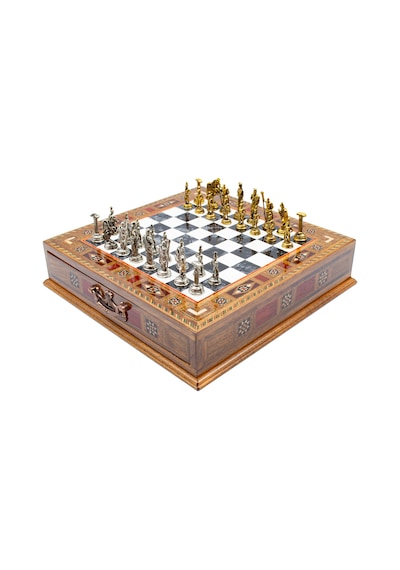 Saklamalı - 822 - Satranç Roma Oymalı Sc38s - 32cm, Siyah Tahta - Concepta - - Sc32s