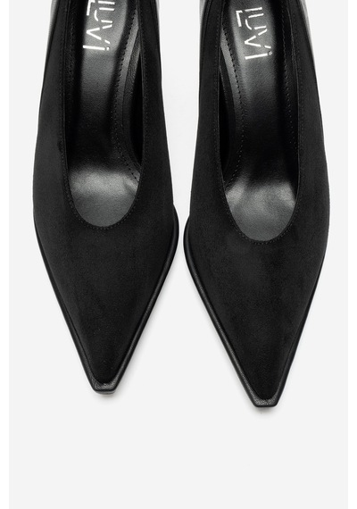 Luvi Shoes Meadow Siyah Süet Cilt Kadın Topuklu Ayakkabı
