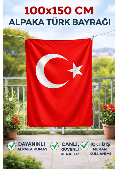 100x150 Cm Alpaka Kumaş Türk Bayrağı Büyük Boy Dayanıklı Bayrak İç Ve Dış Mekan Kullanımı Tek Ebat