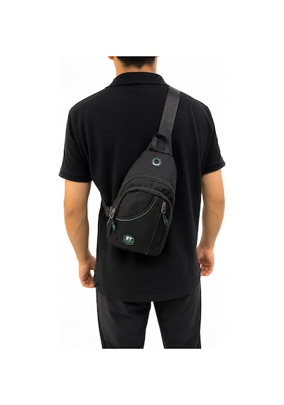 Seventeen Unisex Spor Çok Bölmeli Çapraz Askılı Body Bag Siyah-haki Siyah-hakki