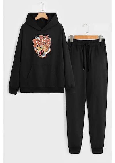 Uyguntarz Unisex Girl Gang Baskılı Eşofman Takımı Siyah
