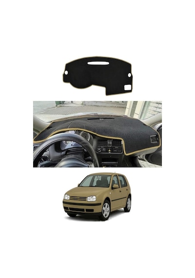 Volkswagen - Golf 4 1997-2006 Uyumlu Torpido Koruma Kılıfı - Taba Şeritli