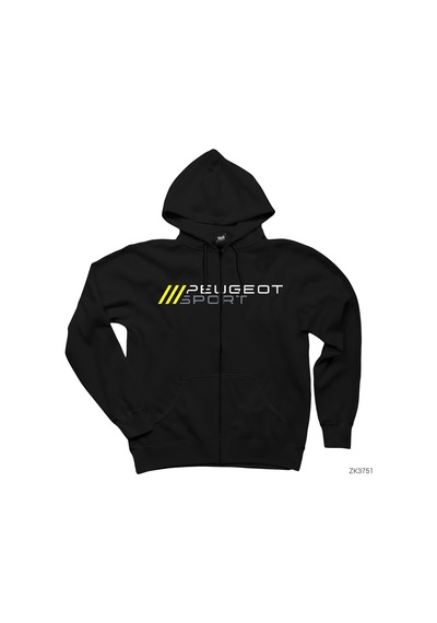Peugeot Sport Slash Siyah Fermuarlı Kapşonlu Sweatshirt