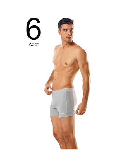 6'lı Paket Düğmeli Erkek Boxer Gri