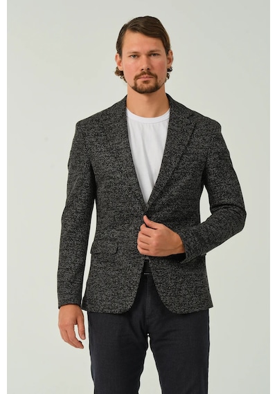Bonesti Erkek Slim Fit Blazer Ceket Siyah Desenli
