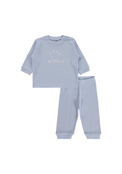 Civil Baby Gülen Yüz Baskılı 6-18 Ay Pijama Takımı - Mavi