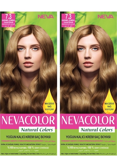 Neva Color Natural Color Saç Boyası 7.3 Karamel Kumral 2'li Set