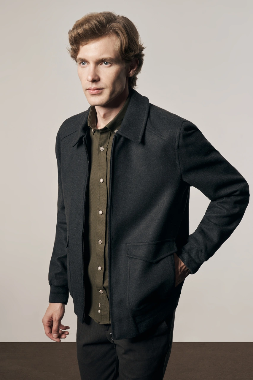 İmza Antrasit Gömlek Yaka Casual Slim Fit Esnek Mont 1007255122 Antrasit