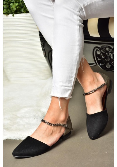 Fox Shoes Siyah/platin Kadın Babet B726024402 Siyah - Platin