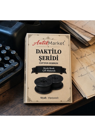 Antik Market Daktilo Şeridi Siyah Çift Makaralı