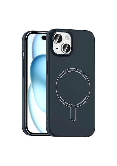 Maks Technology iPhone Uyumlu 15 Kılıf M-safe Şarj Özellikli Kamera Korumalı Mkst Elio Sert Pc Kapak - Lacivert