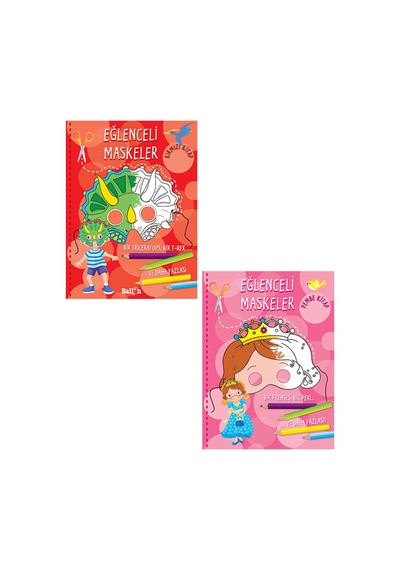 Eğlenceli Maskeler Kırmızı Ve Pembe Kitap Seti