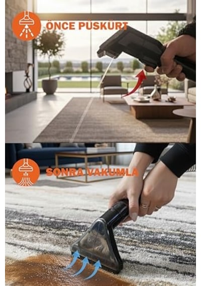 Ayrex Womıdı Dy-506f Halı Ve Koltuk Yıkama Makinesi, 500w Güç, 1600ml Su Tankı, 1.8m Hortum, Dijital Ekran, Siyah