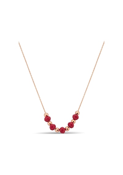 Kırmızı Kristal Taşlı Toplu Gümüş Kolye - 23169902 Rose Gold