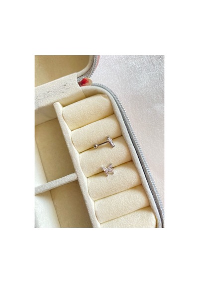 Kadın / Kız Silver Rengi Cerrahi Çelik Taşlı Yılanlı Tragus Kıkırdak Piercing 6mm Silver