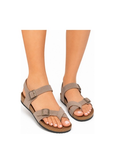 Dadwolf Rahat Taormına Leolı 1021077 Mayari Rio Kids Birkens Model Ortopedik Sandalet Vizon
