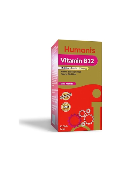 Humanis Kiraz Aromalı Vitamin B12 Takviye Edici Gıda 90 Dilaltı Tablet