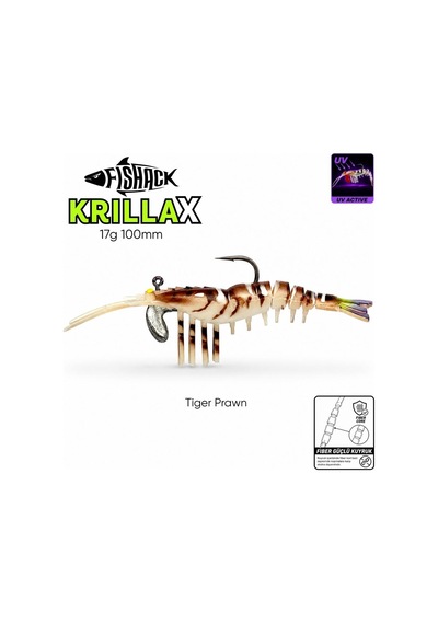 Silikon Karides Yem Fishack Krillax - Uv Boyalı - 17g 100mm - Renk Ghost Chartreuse