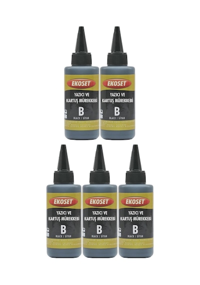 Ekoset Hp 45 Uyumlu Siyah Mürekkep 5X100 Ml Plotter Mürekkebi