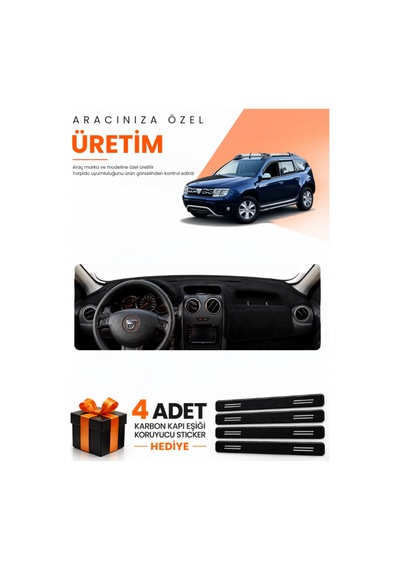 Dacia Duster 1.nesil Makyajlı 2013-2017 Uyumlu Torpido Koruma Örtüsü Oto Kılıfı - Siyah