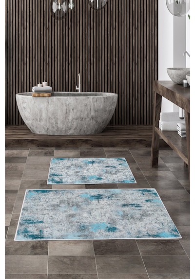 Alanur Trend Kaymaz Taban Dijital Banyo Takımı Kt495 Mavi