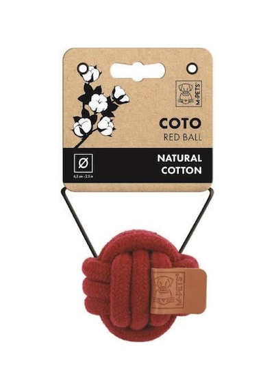 M-Pets Coto Kırmızı Örgü Halat Top Köpek Oyuncağı 6.5 CM