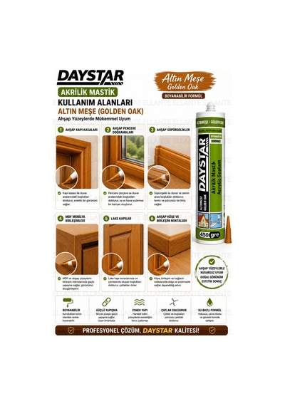 Altın Meşe Akrilik Mastik 450 Gr Boyanabilir Derz Ve Çatlak Dolgu Mastiği Ahşap Uyumlu Golden Oak Es Çok Renkli Altın Meşe Akrilik Mastik 450 Gr Boyanabilir Derz Ve Çatlak Dolgu Mastiği Ahşap Uyumlu Golden Oak Es Çok Renkli