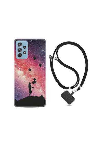 Samsung Uyumlu Galaxy A72 Kılıf Ipli Askılı Flowers Cat 2 1349