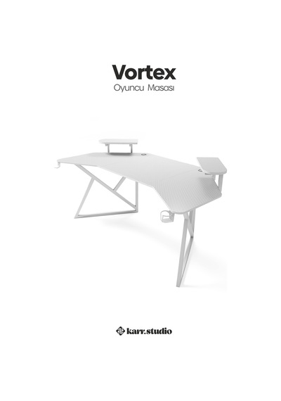 Vortex Kanatlı Oyuncu Masası Beyaz
