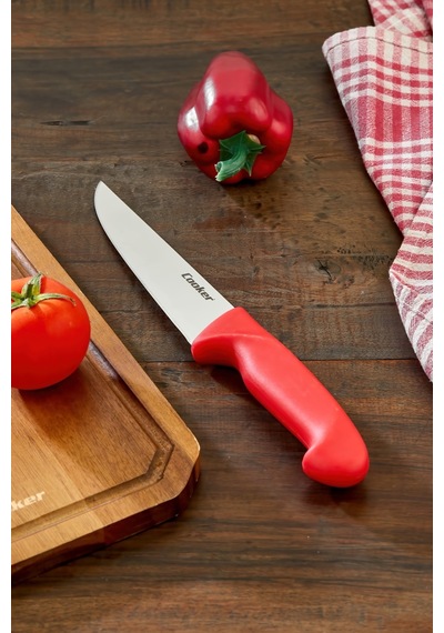 Cooker 29 Cm Paslanmaz Çelik Kasap Bıçağı Kırmızı Ckr4598