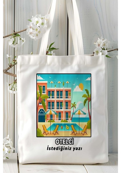 Art Hediye Otelci Baskılı Bez Omuz Çantası Kişiye Özel Model 11 Çok Renkli