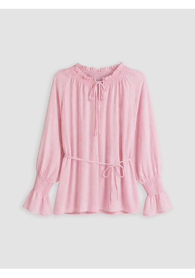 Lcw Modest Pembe Desenli Kuşaklı Kadın Gipeli Tunik