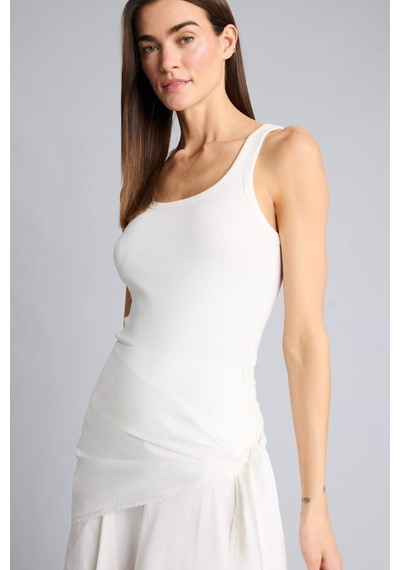Defacto Slim Fit Basic Fitilli Kaşkorse Atlet E5539ax26smer105 Ekru-er105